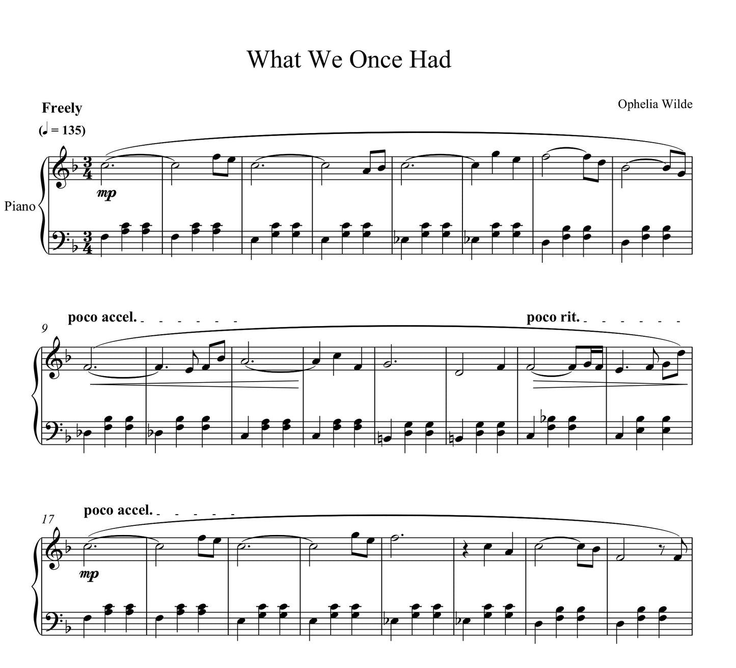 what we once had - Piano Sheet Music