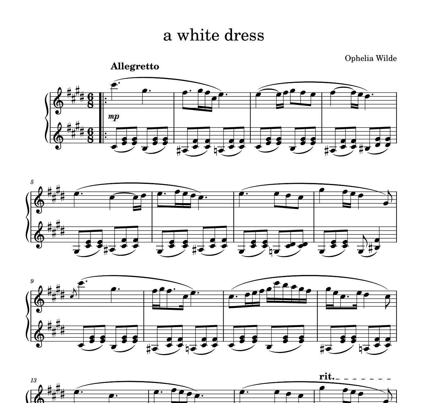 a white dress - Piano Sheet Music