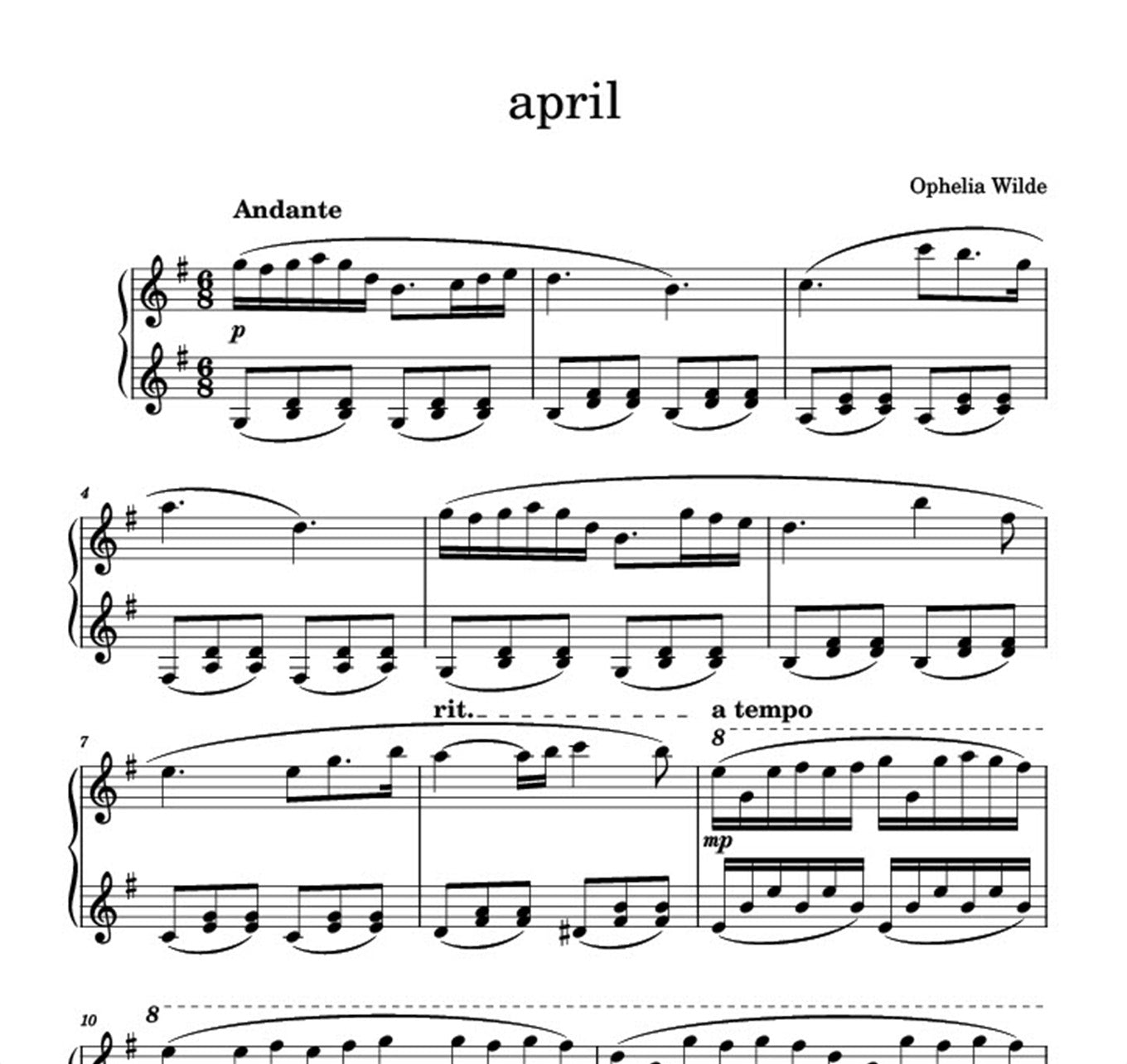 april - Piano Sheet Music