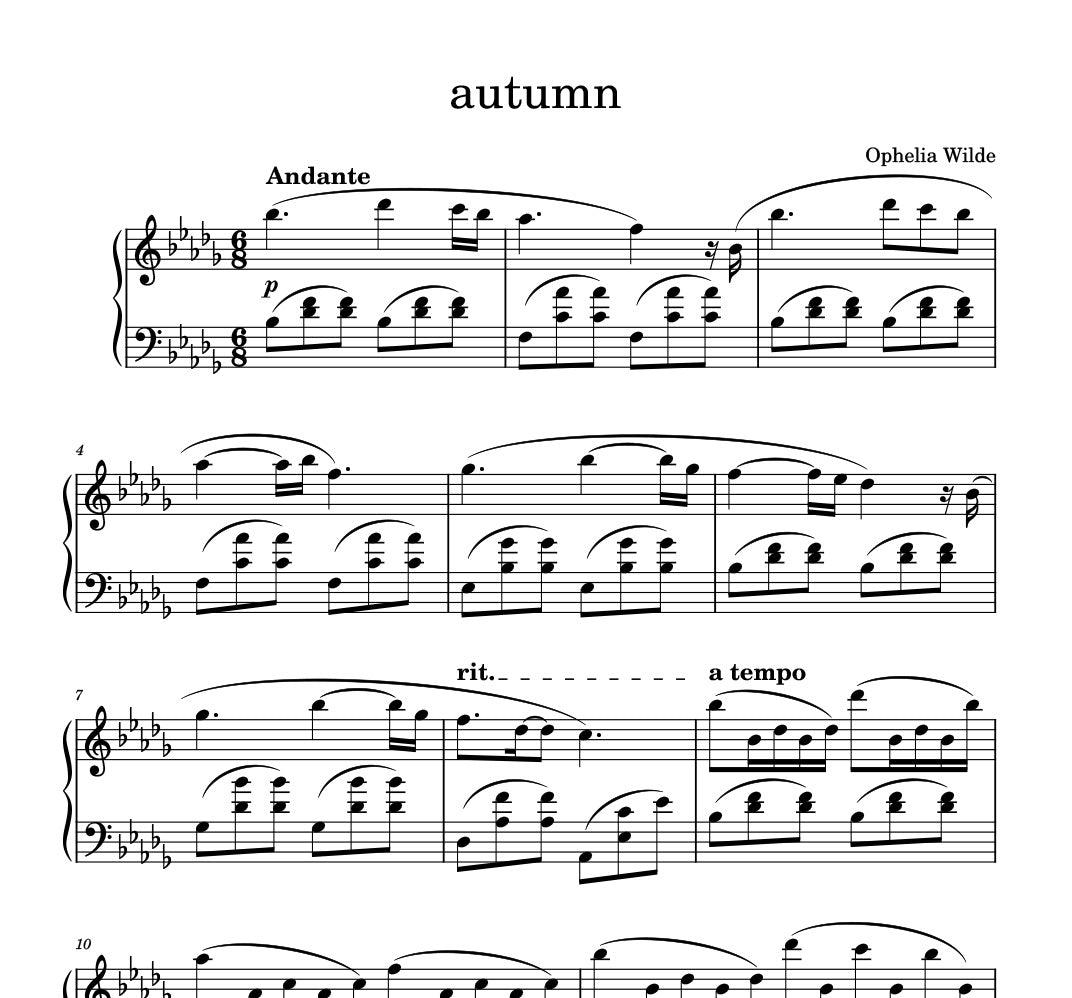 seasons - Piano Sheet Music