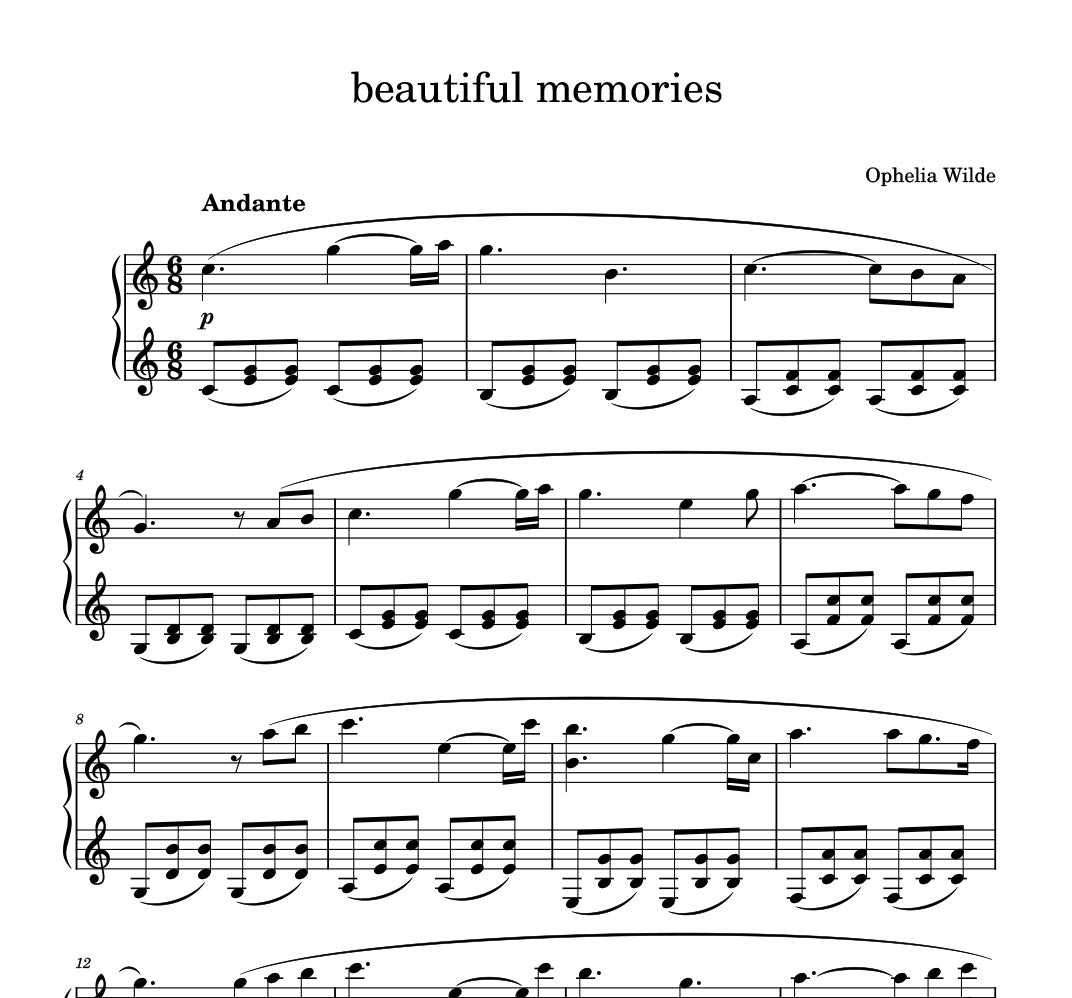 beautiful memories - Piano Sheet Music