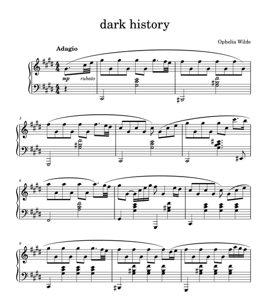 dark history - Piano Sheet Music