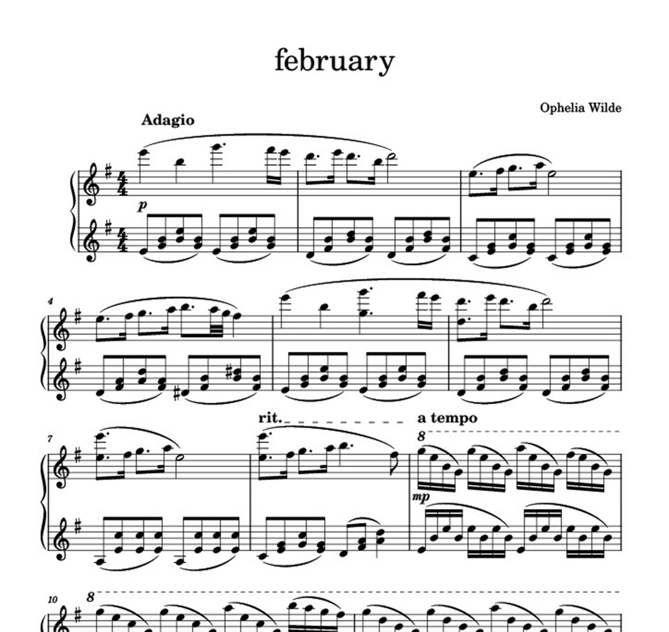 february - Piano Sheet Music
