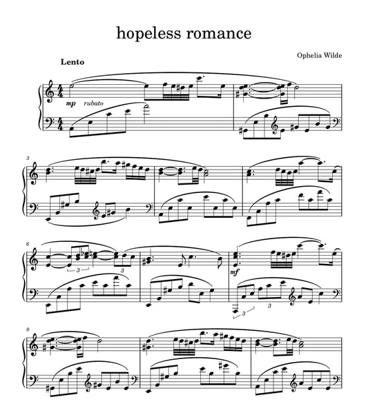 hopeless romance - Piano Sheet Music