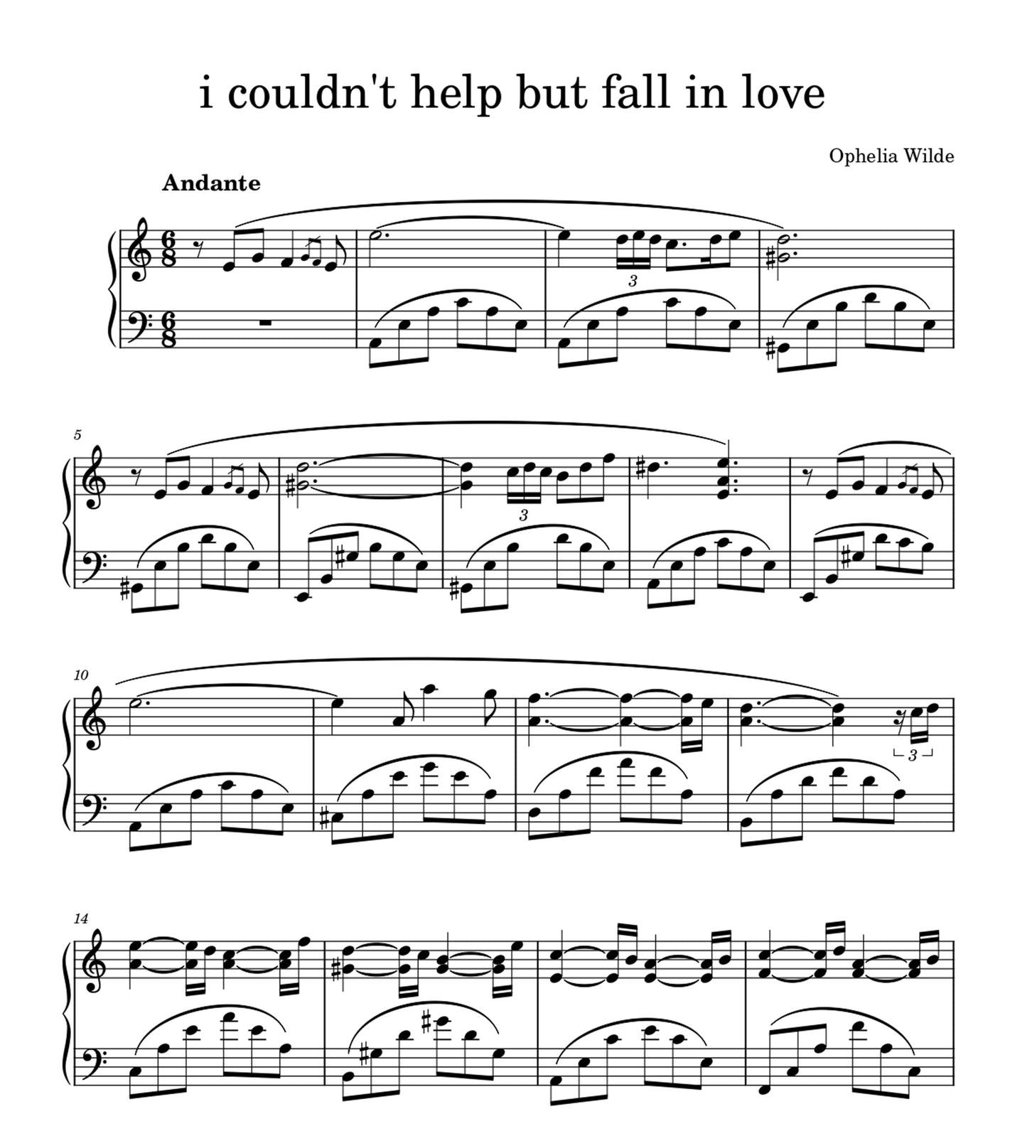 i couldn't help but fall in love - Piano Sheet Music
