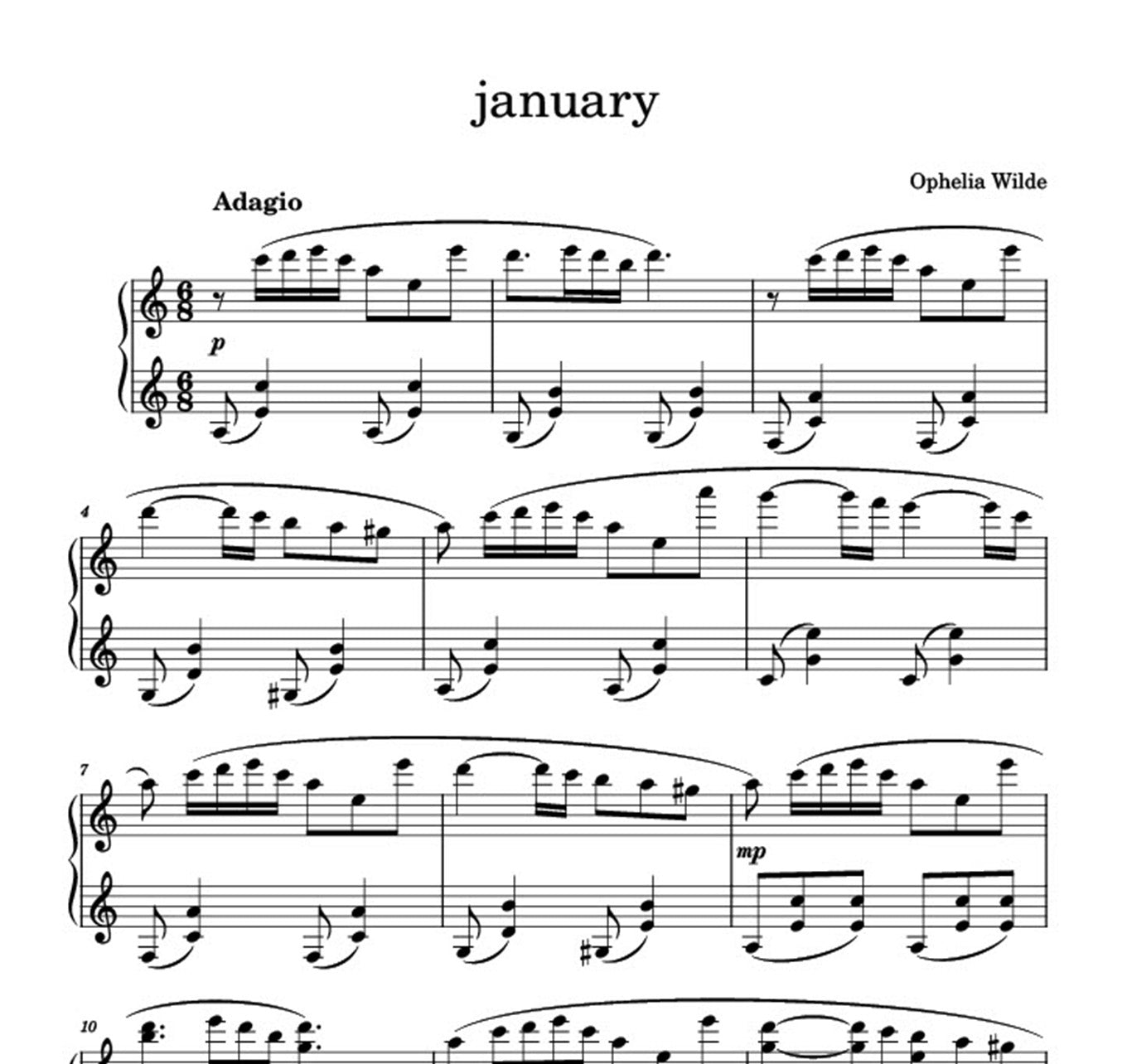 january - Piano Sheet Music