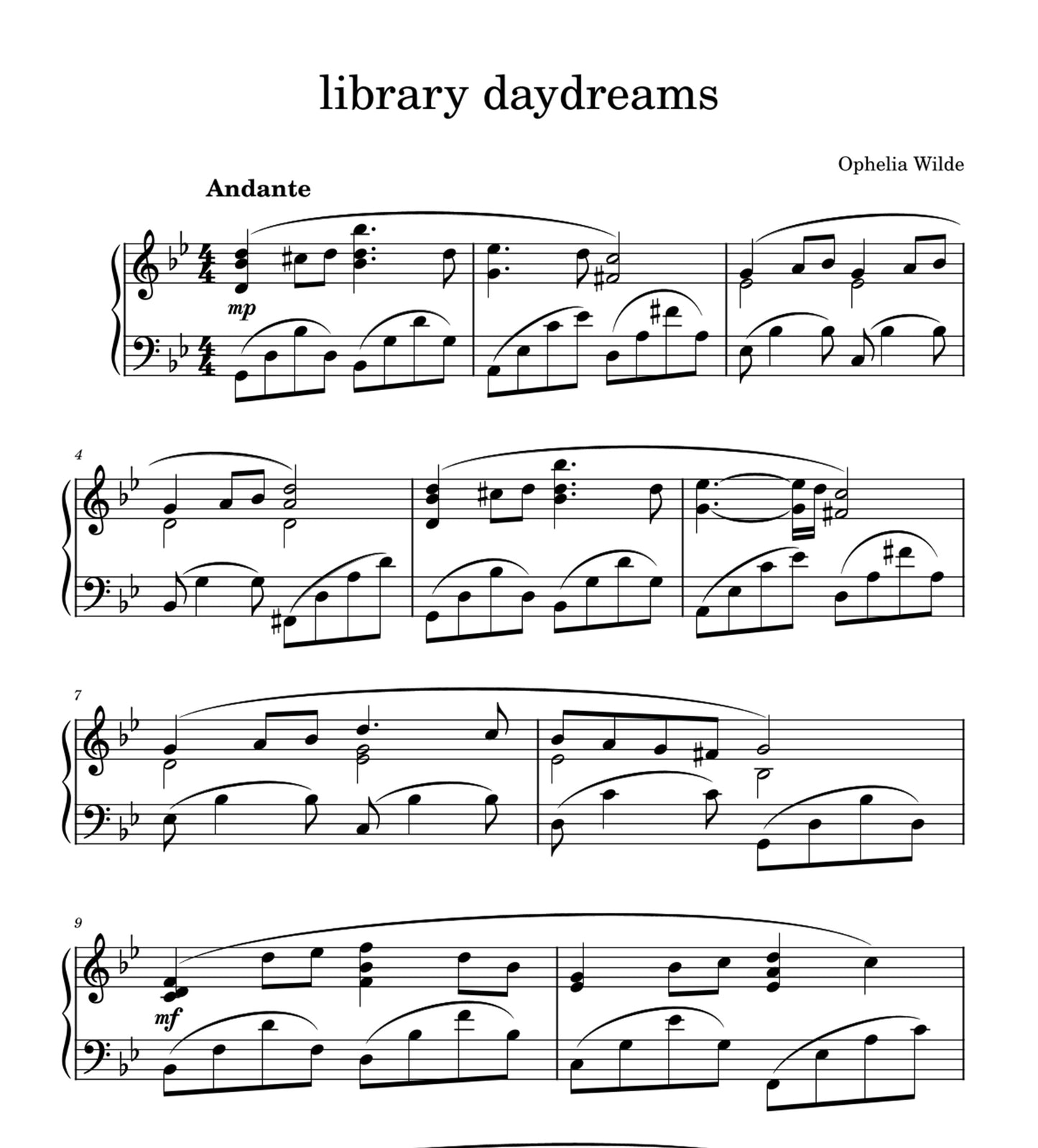 library daydreams - Piano Sheet Music
