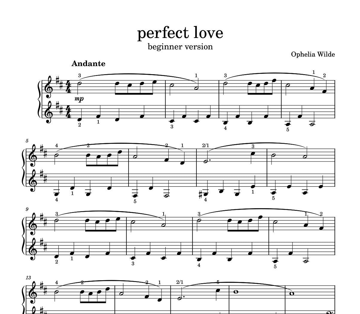 perfect love - Piano Sheet Music