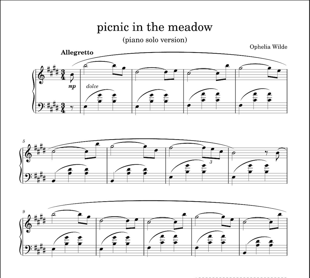 picnic in the meadow (piano solo version) - Piano Sheet Music