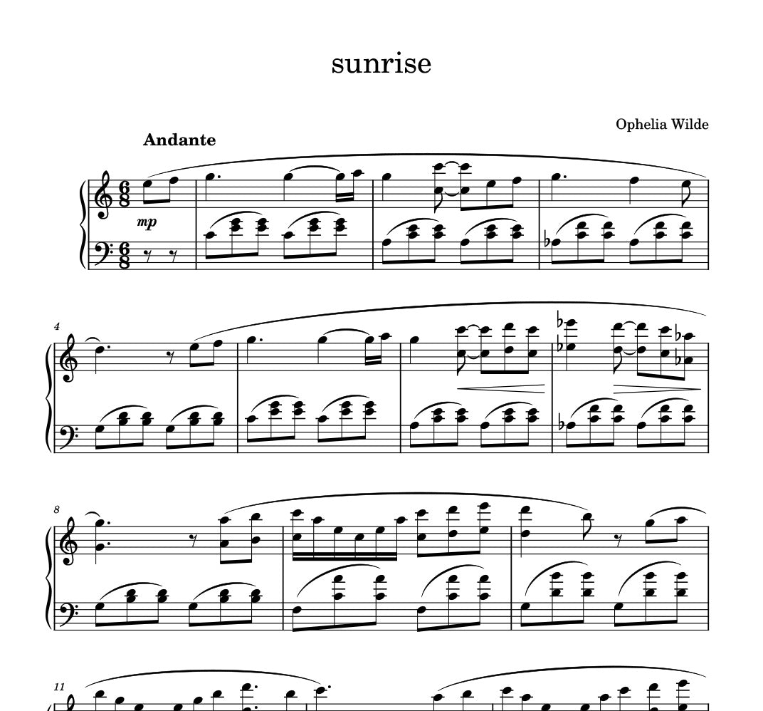 sunrise - Piano Sheet Music