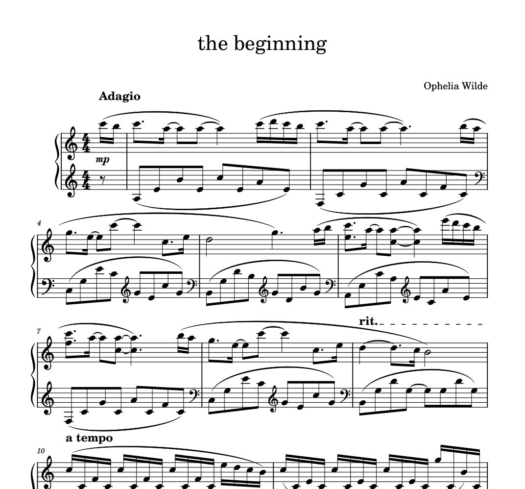 the beginning - Piano Sheet Music