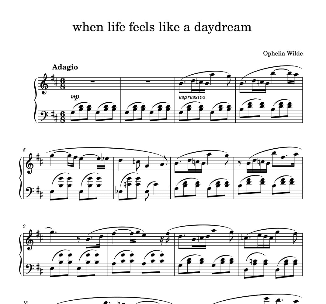 when life feels like a daydream - Piano Sheet Music