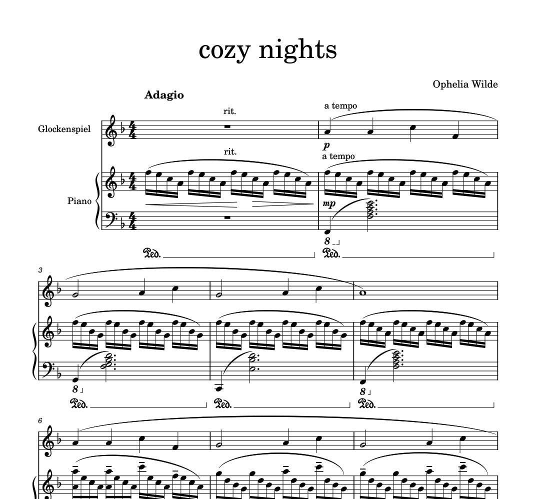 cozy nights - Piano Sheet Music