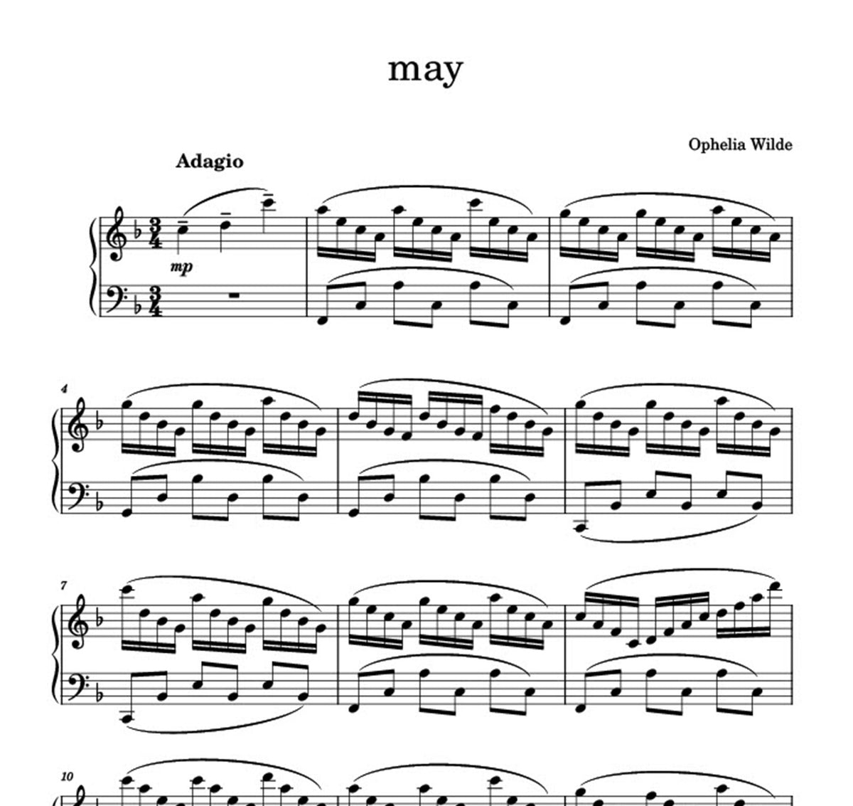 may - Piano Sheet Music – Ophelia Wilde