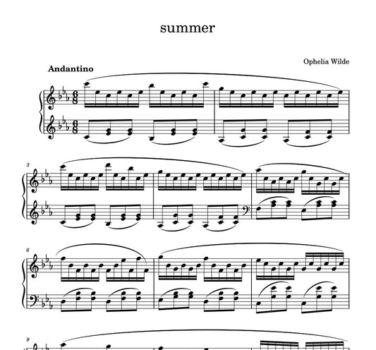 summer - Piano Sheet Music